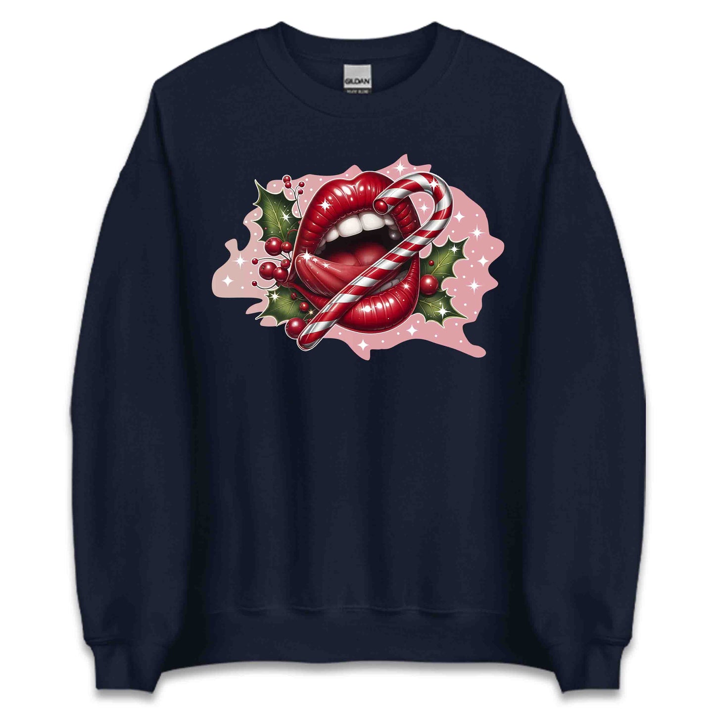 Red Glossy Lips Christmas Candy Cane Sleek & Sexy Xmas | PRODUCT CODE: RDGLPSCHMTS