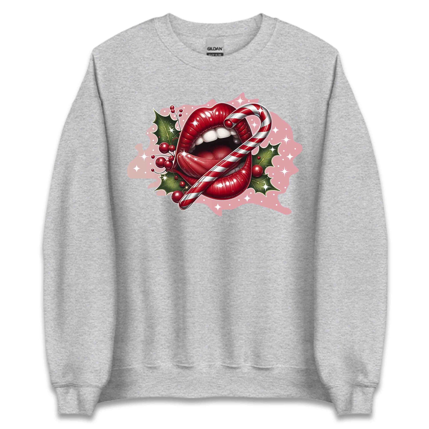 Red Glossy Lips Christmas Candy Cane Sleek & Sexy Xmas | PRODUCT CODE: RDGLPSCHMTS