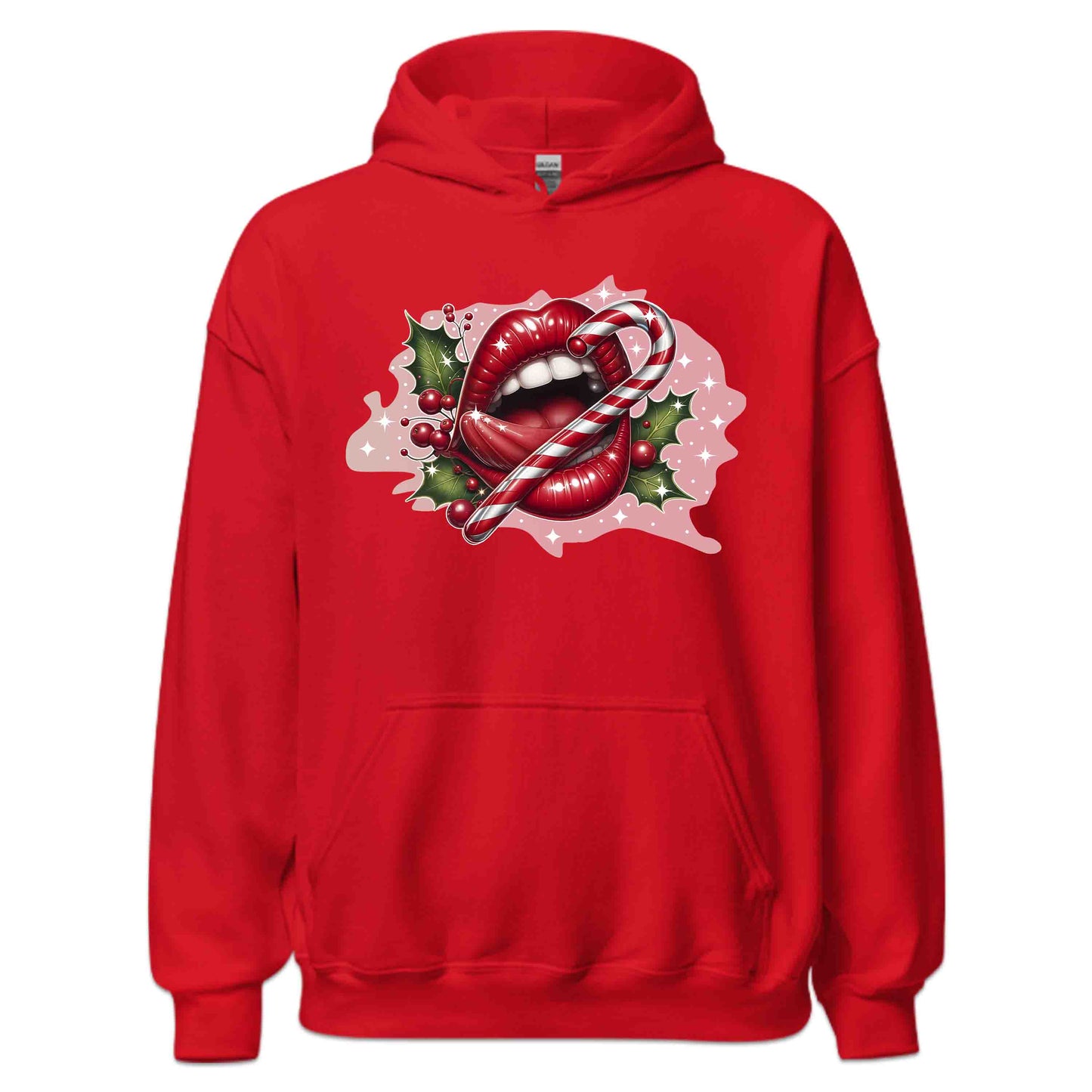 Red Glossy Lips Christmas Candy Cane Sleek & Sexy Xmas | PRODUCT CODE: RDGLPSCHMTS