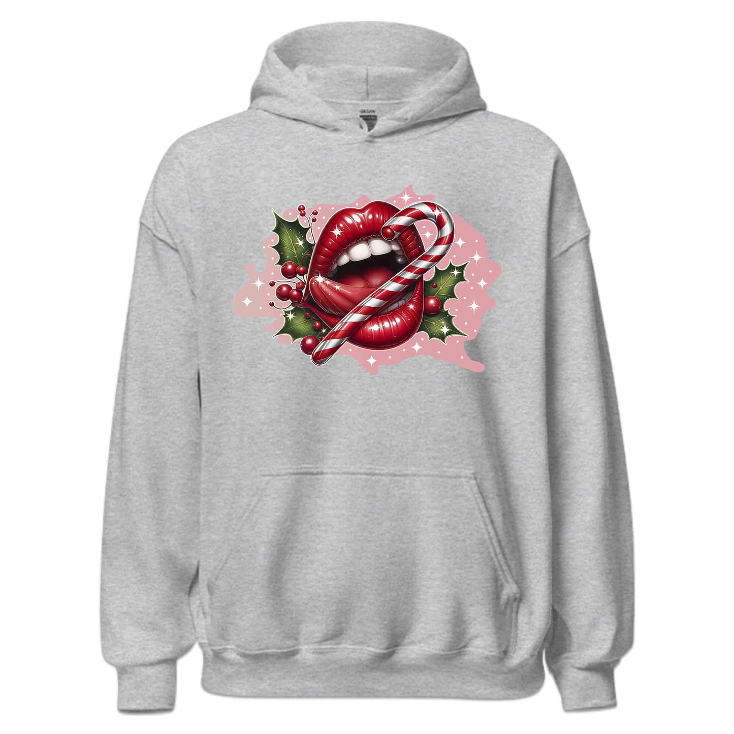 Red Glossy Lips Christmas Candy Cane Sleek & Sexy Xmas | PRODUCT CODE: RDGLPSCHMTS