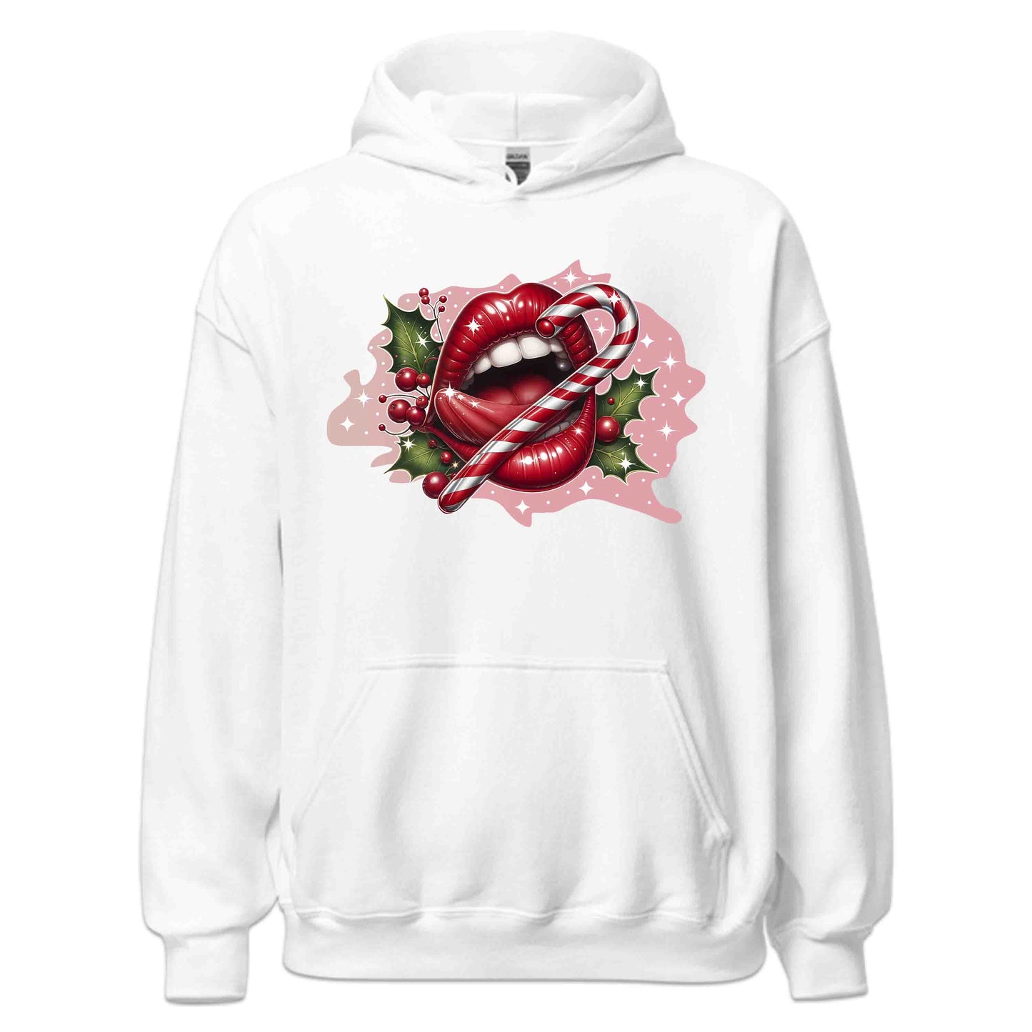 Red Glossy Lips Christmas Candy Cane Sleek & Sexy Xmas | PRODUCT CODE: RDGLPSCHMTS