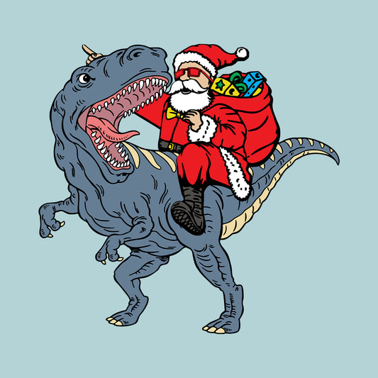 Santa Riding A T-Rex Merry Rexmas Christmas Dinosaur | PRODUCT CODE: RDGXSNTCHNO