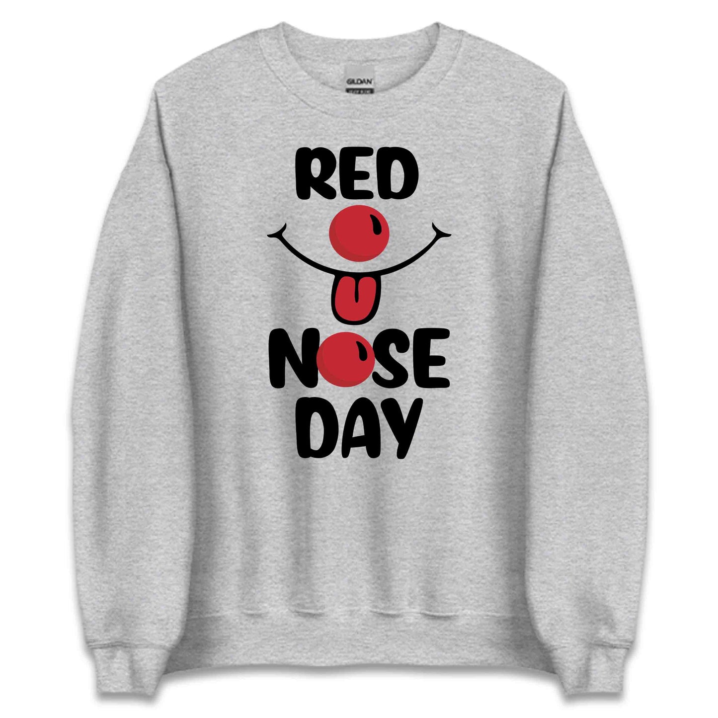 Red Nose Day Shirt | Funny Smiley Tee, Sweatshirt, or Hoodie for Charity | PRODUCT CODE: RDNBCKAIEBS
