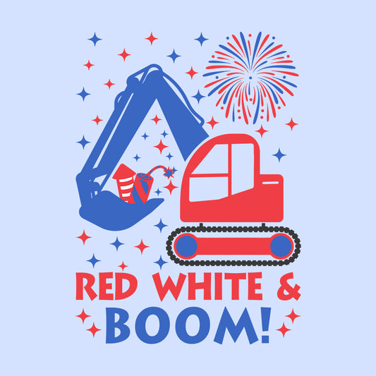 Red White & Boom Patriotic Excavator 4th Of July | PRODUCT CODE: REWHBOFRJ