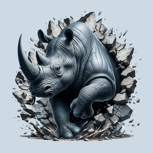 Rhinoceros Breaking Through Wall 3D Realistic Rhinoceros | PRODUCT CODE: RHNISBRKPOCKM
