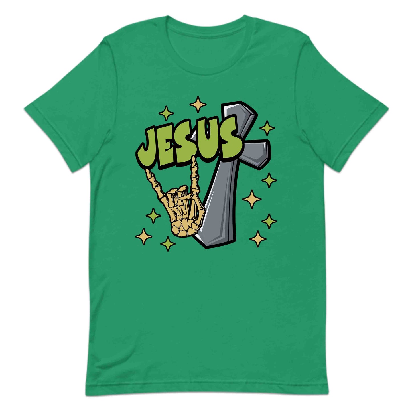 Rock On with Jesus Skeleton Hand & Cross Christian Rock n Roll | PRODUCT CODE: RKNWTHJUSDC