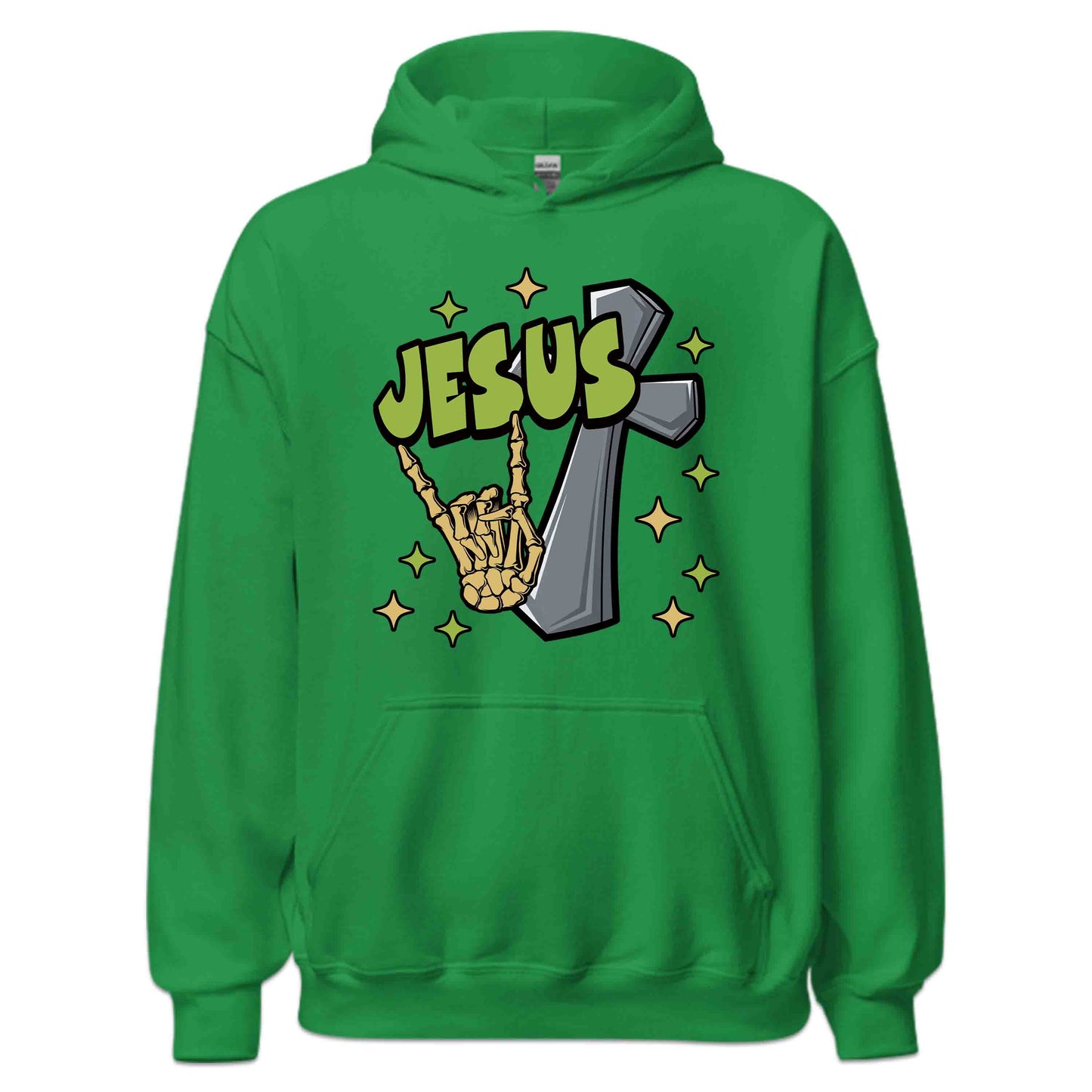 Rock On with Jesus Skeleton Hand & Cross Christian Rock n Roll | PRODUCT CODE: RKNWTHJUSDC