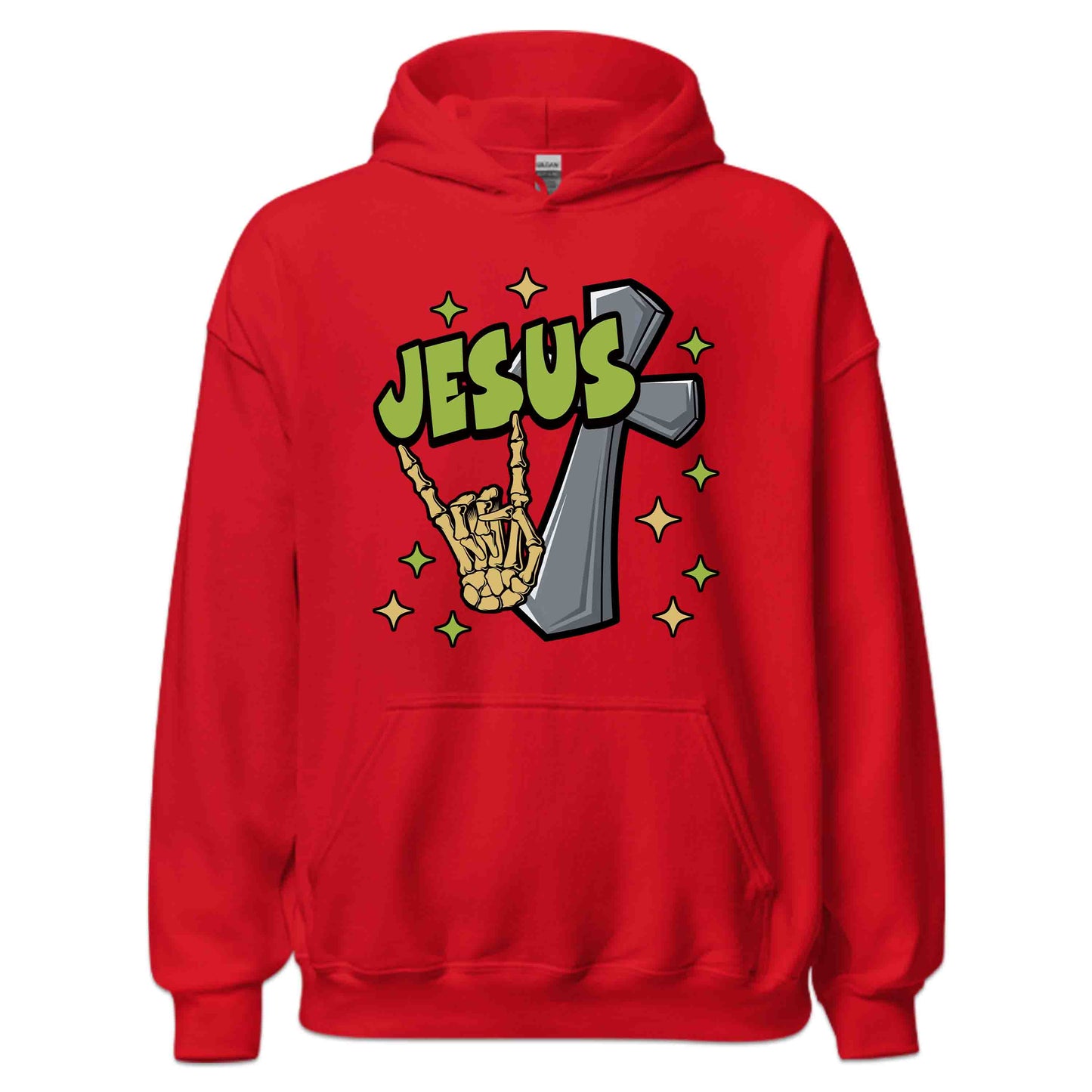 Rock On with Jesus Skeleton Hand & Cross Christian Rock n Roll | PRODUCT CODE: RKNWTHJUSDC