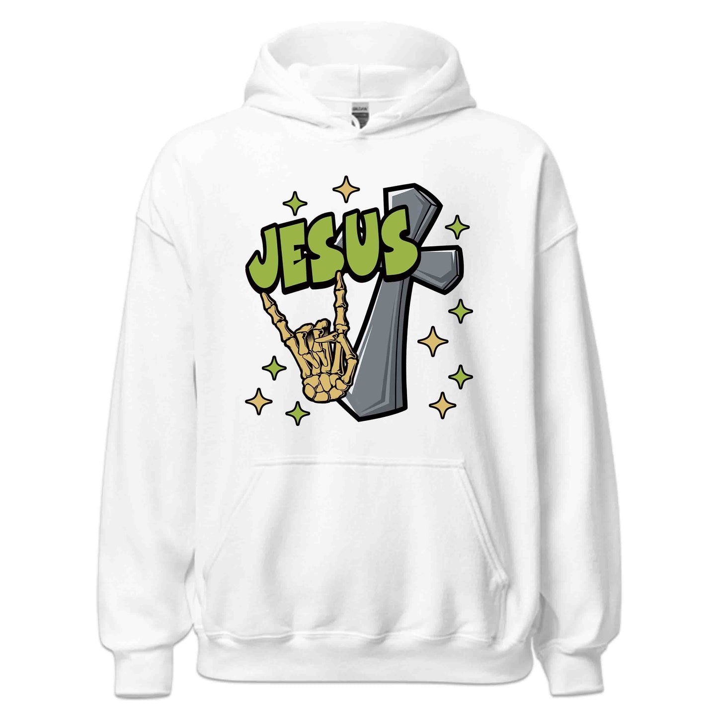 Rock On with Jesus Skeleton Hand & Cross Christian Rock n Roll | PRODUCT CODE: RKNWTHJUSDC