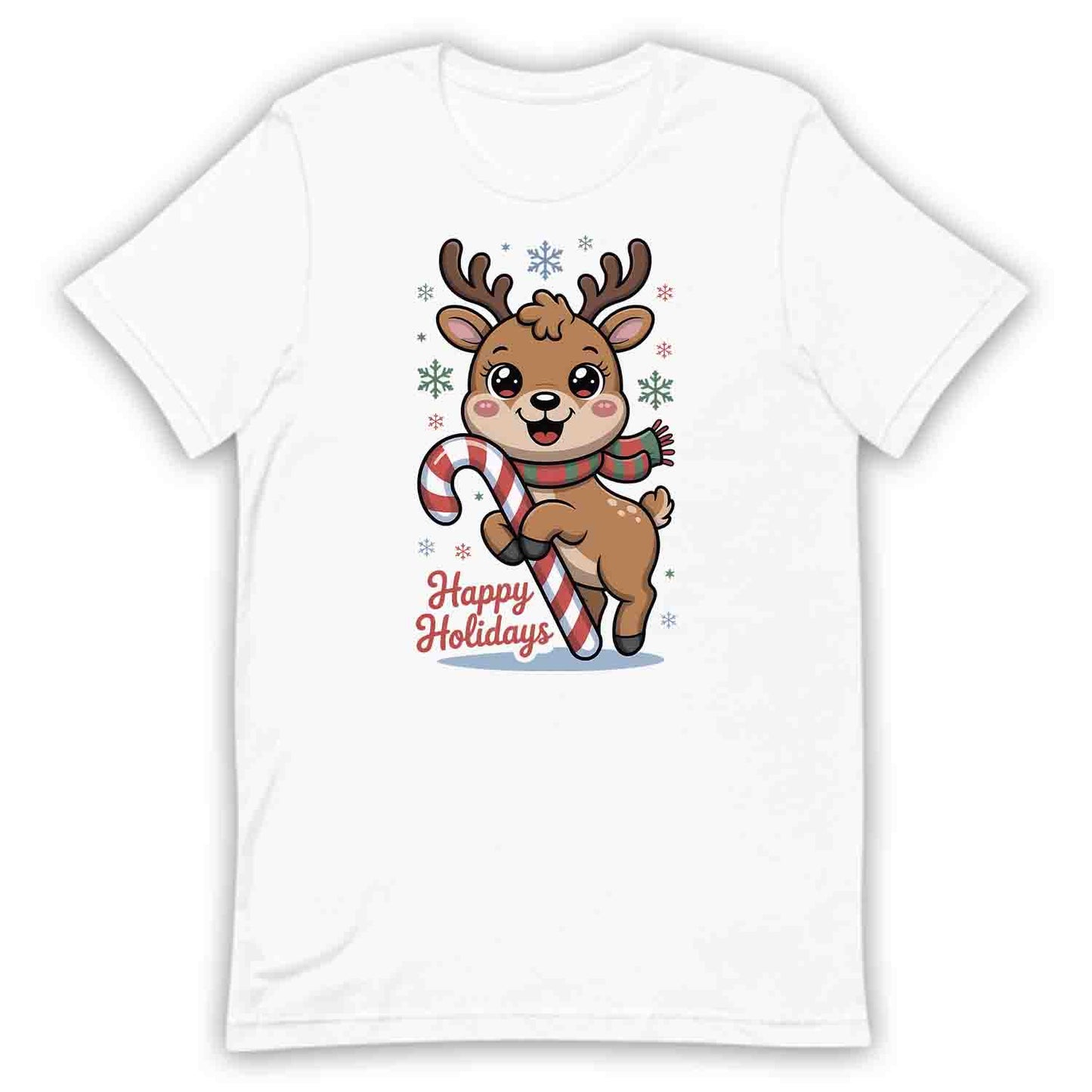Reindeer Happy Holidays T-Shirt, Kawaii Christmas Sweatshirt, Family Pajama Xmas Hoodie | PRODUCT CODE: RNMSDBCUX