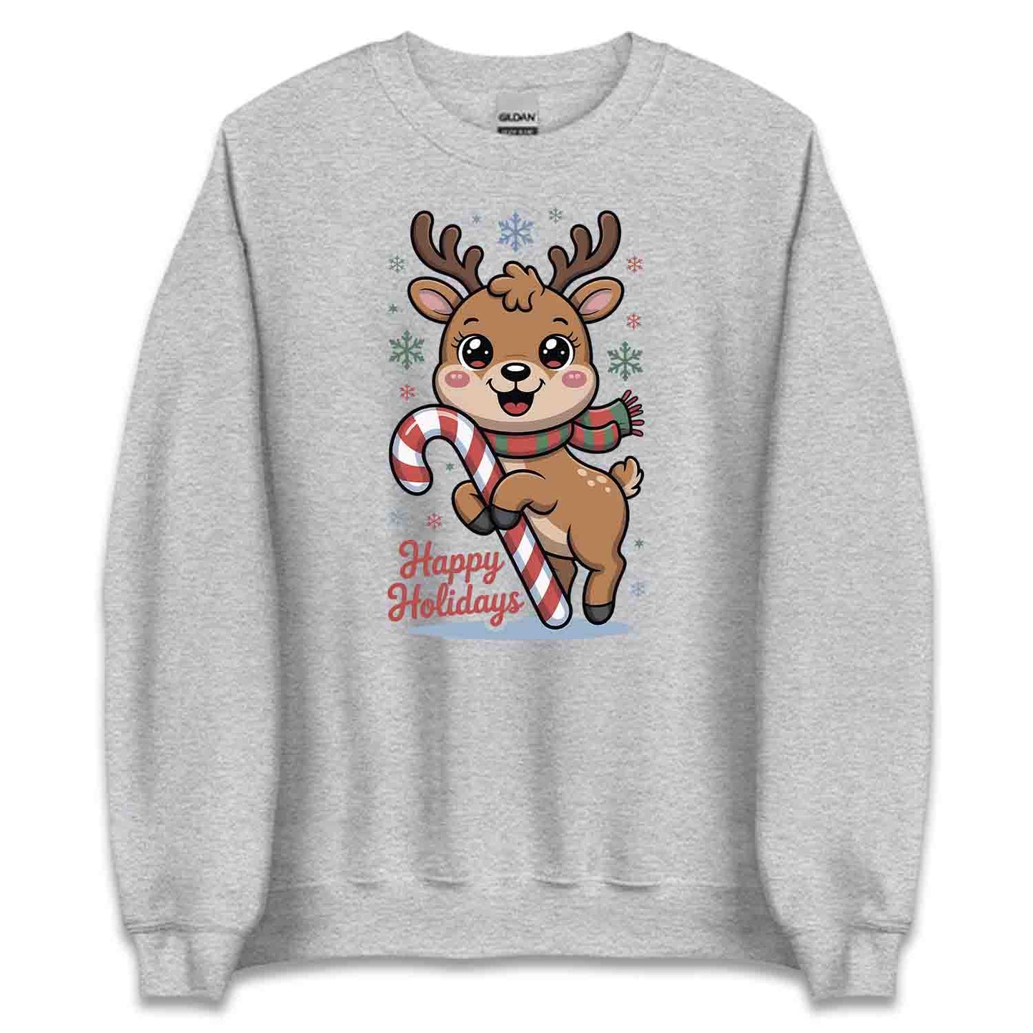 Reindeer Happy Holidays T-Shirt, Kawaii Christmas Sweatshirt, Family Pajama Xmas Hoodie | PRODUCT CODE: RNMSDBCUX