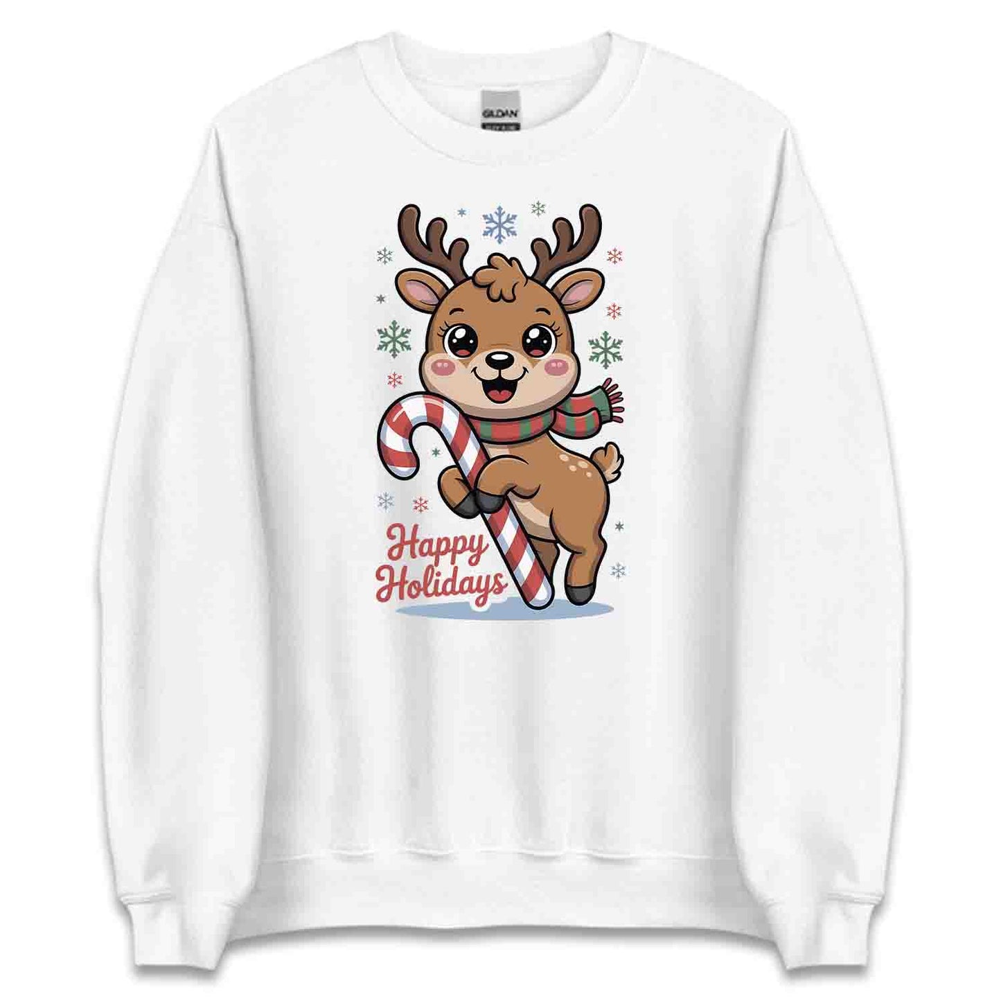 Reindeer Happy Holidays T-Shirt, Kawaii Christmas Sweatshirt, Family Pajama Xmas Hoodie | PRODUCT CODE: RNMSDBCUX