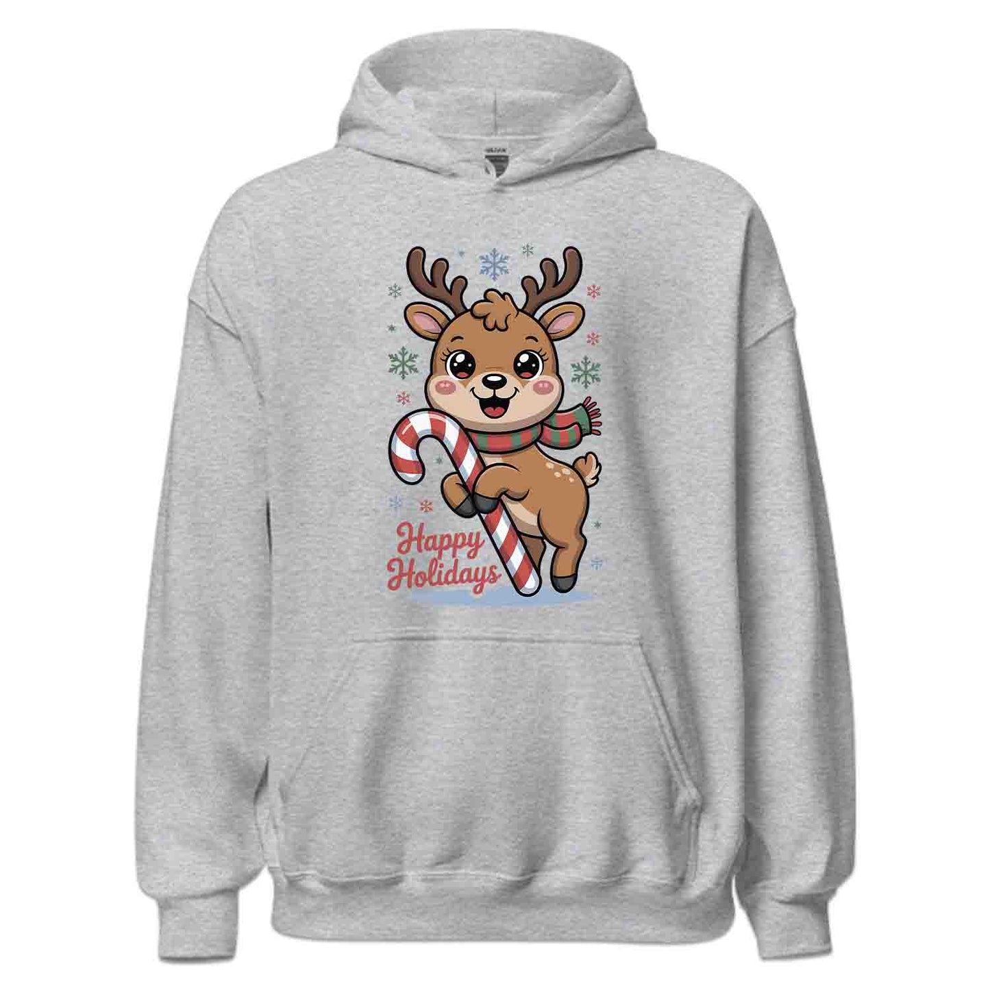 Reindeer Happy Holidays T-Shirt, Kawaii Christmas Sweatshirt, Family Pajama Xmas Hoodie | PRODUCT CODE: RNMSDBCUX