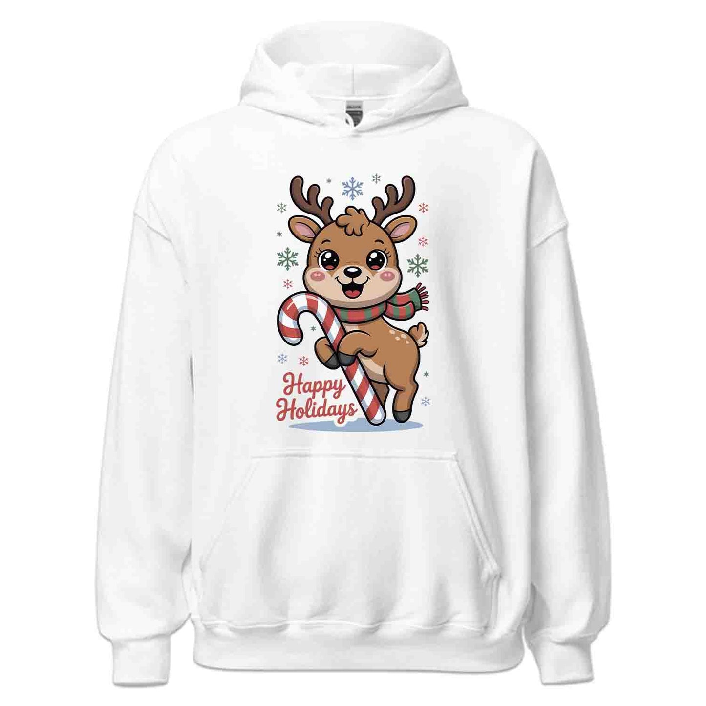 Reindeer Happy Holidays T-Shirt, Kawaii Christmas Sweatshirt, Family Pajama Xmas Hoodie | PRODUCT CODE: RNMSDBCUX