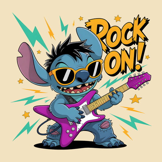 Rock On Stitch Guitar T-Shirt, Disney Music Lover Sweatshirt, Punk Rock Cartoon Hoodie | PRODUCT CODE: ROIXCJBTASG