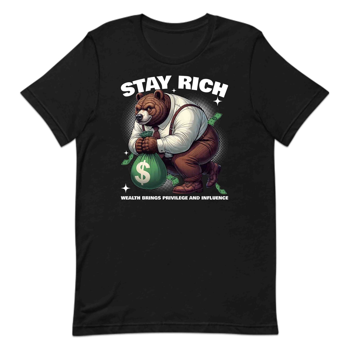 Retro Bear Holding Money Bag Motivational Stay Rich | PRODUCT CODE: RTOBRAEMNYGB