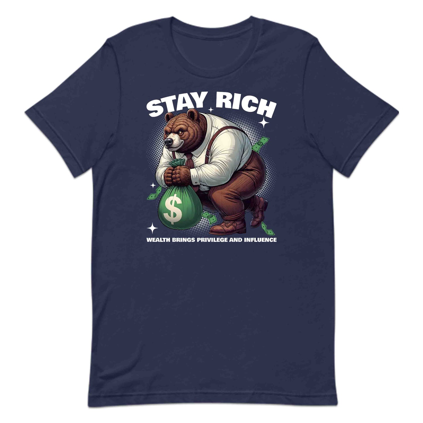 Retro Bear Holding Money Bag Motivational Stay Rich | PRODUCT CODE: RTOBRAEMNYGB