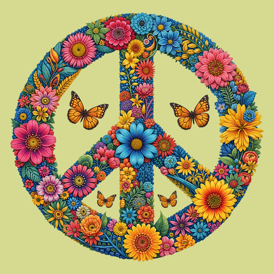 Retro Hippie Peace Sign Retro Floral Boho Vintage Groovy Butterfly | PRODUCT CODE: RTOHPEICSGN