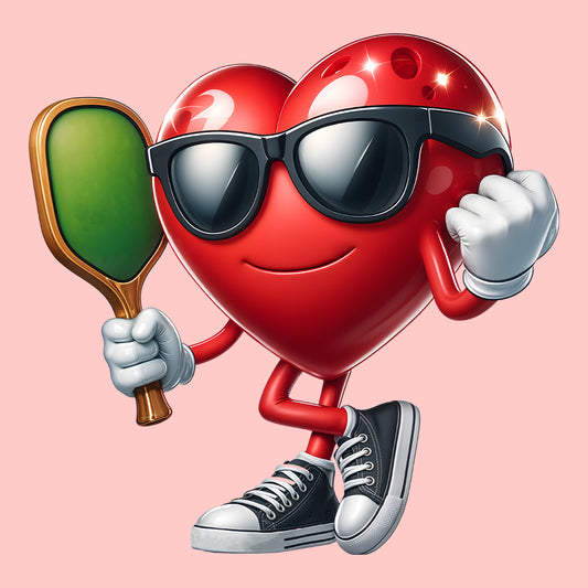 Retro Pickleball Heart Funny Sports Lover Valentine's Pickleball Paddle | PRODUCT CODE: RTOPCKLEHA