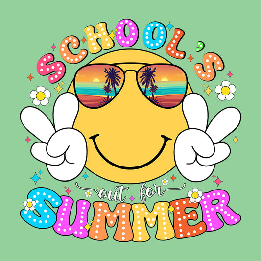 Retro Smiley Face Schools Out for the Summer | PRODUCT CODE: RTRSMLFCEM