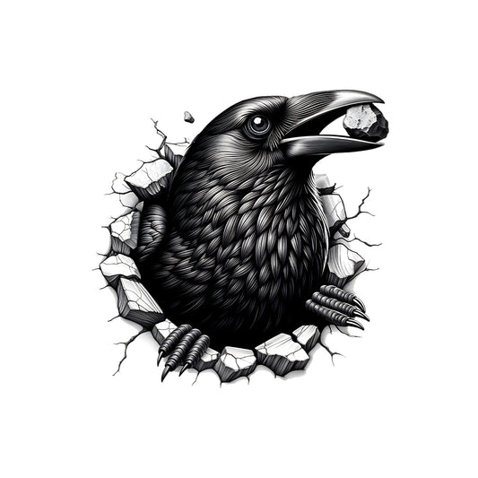 Raven Breaking Through Wall 3D Realistic Fierce Crow | PRODUCT CODE: RVNBRKTHBWDK
