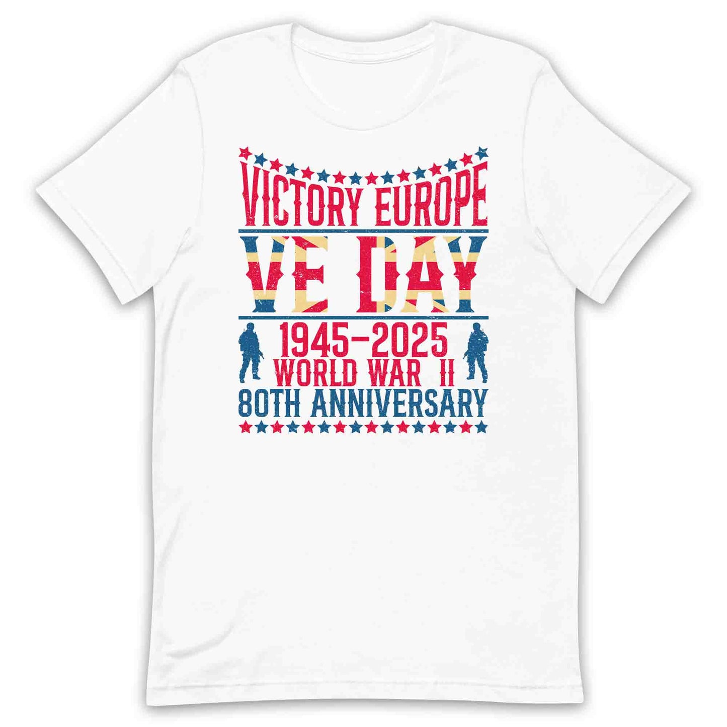 VE Day 80th Anniversary T-Shirt, Union Jack Soldier Jumper & Victory Hoodie – WWII British Tribute Apparel | PRODUCT CODE: SADLKYRTN