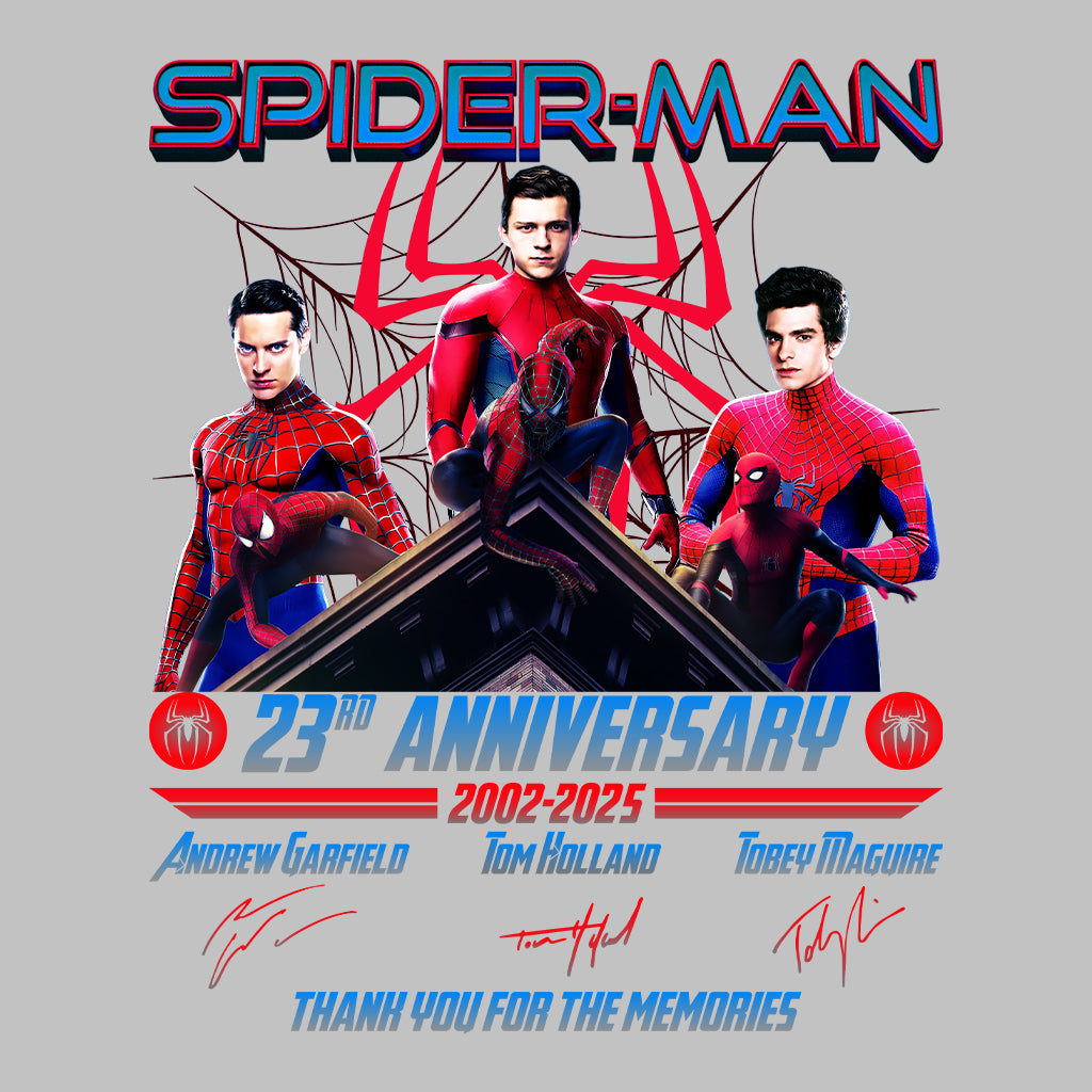Spider-Man 23rd Anniversary T-Shirt, 2002–2025 Movie Tribute Jumper & Trio Hoodie – Tobey, Andrew & Tom Marvel Legends Apparel | PRODUCT CODE: SAPOERW