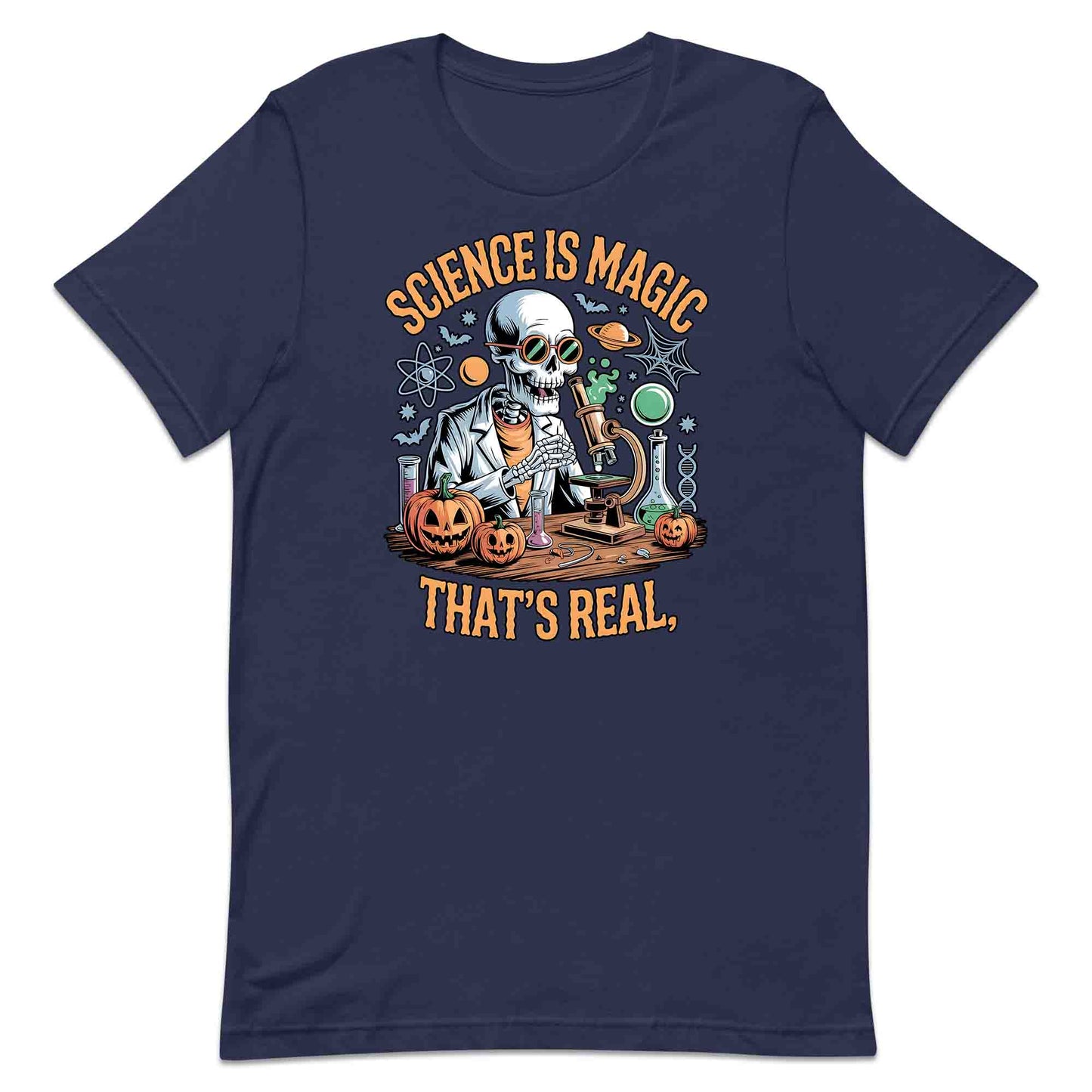 Science Is Magic T-Shirt, Skeleton Scientist Sweatshirt, Pumpkin Lab Hoodie | PRODUCT CODE: SCNMWERJG