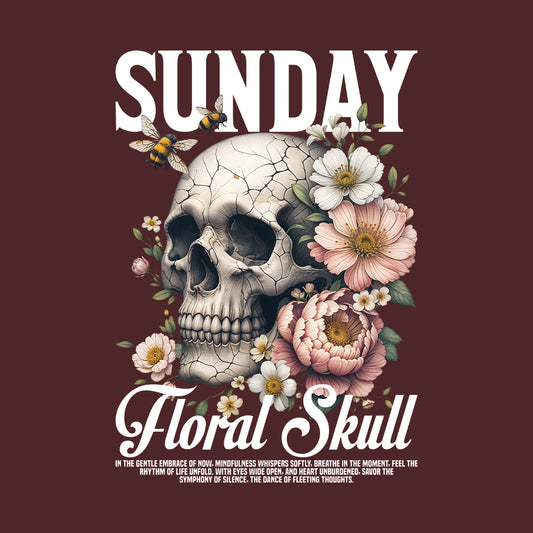 Sunday Floral Skull Blossoming Flowers Nature Lovers | PRODUCT CODE: SDNYKLUFLORB