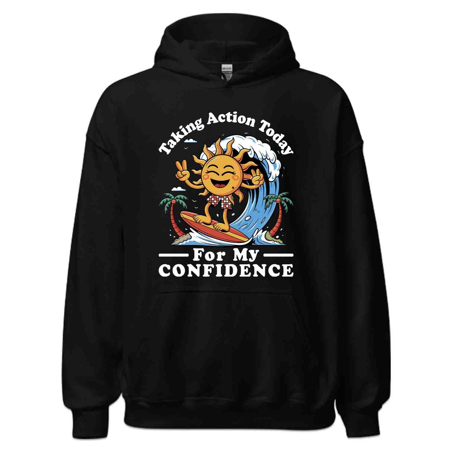 Surfing Sun T-Shirt, Sweatshirt, Hoodie – Motivational Retro Beach Vibes & Self-Growth Tee | PRODUCT CODE: SHRNCUNEPO