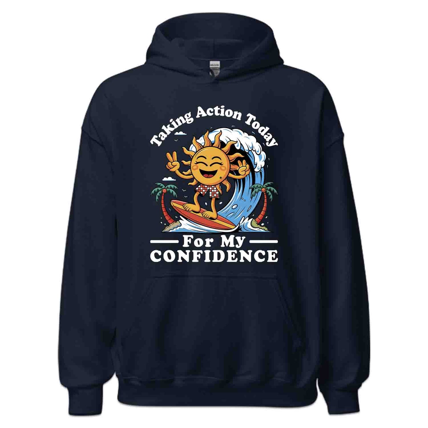 Surfing Sun T-Shirt, Sweatshirt, Hoodie – Motivational Retro Beach Vibes & Self-Growth Tee | PRODUCT CODE: SHRNCUNEPO
