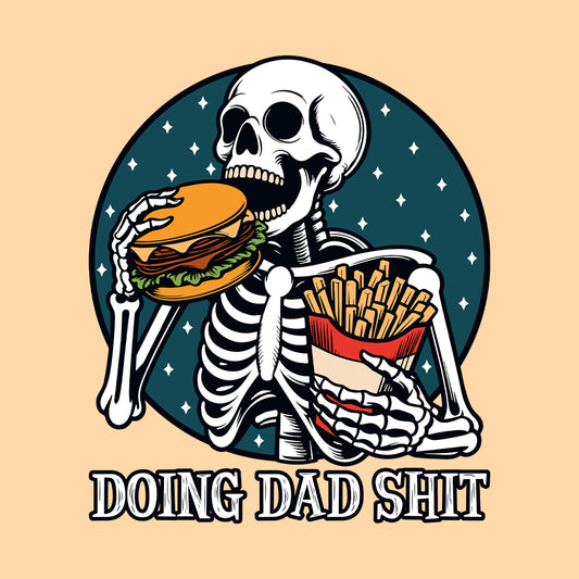 Doing Dad Shit Skeleton Eating Burger | PRODUCT CODE: SKLENGBRUF