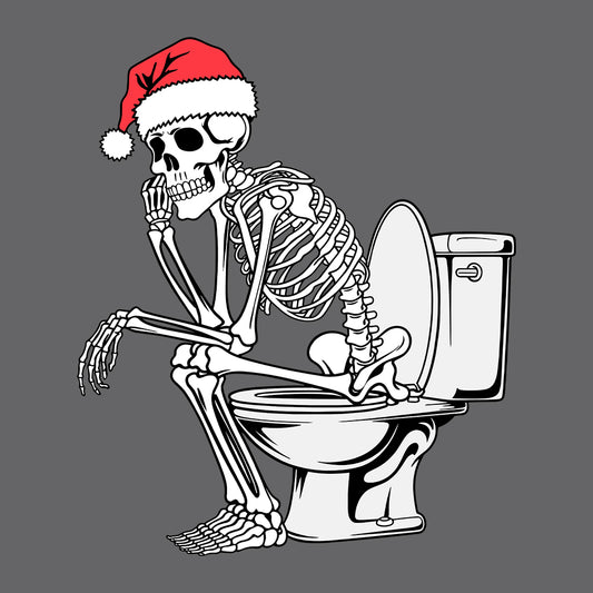 Christmas Skeleton on Toilet Dark Humor Sarcastic Xmas | PRODUCT CODE: SKLTCHRMOLW