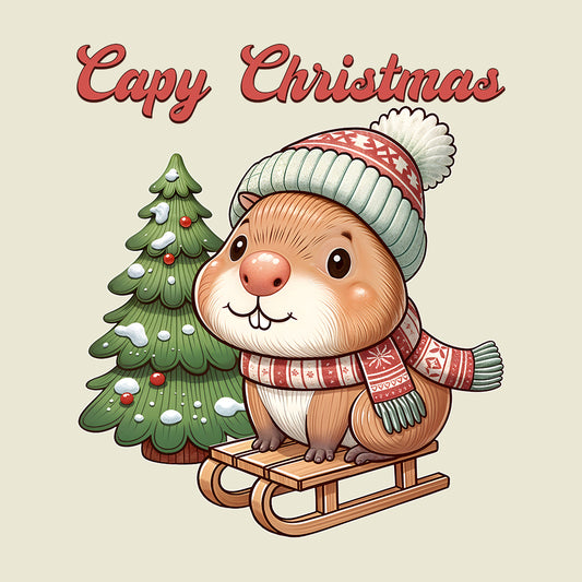 Capybara Christmas Sled Rodent Xmas | PRODUCT CODE: SLDECPYBRDNT