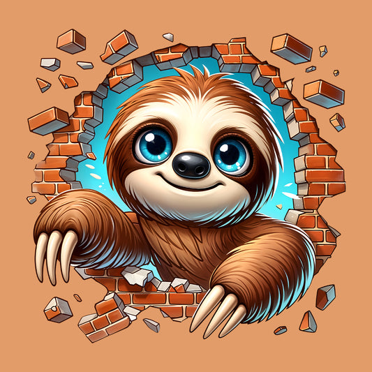 Sloth Breaking Through Wall 3D Realistic Big-Eyed Whimsical Sloth | PRODUCT CODE: SLTHBRKNGWAL