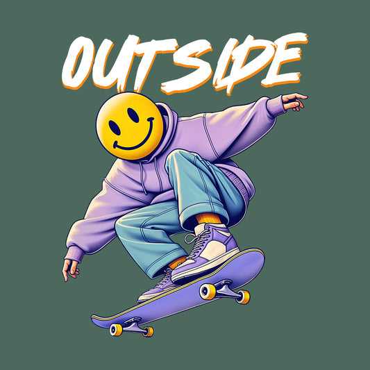 Smiley Face Skateboarder Trendy Skateboarding | PRODUCT CODE: SMLYFCETRDY