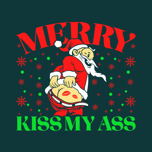 Merry Kiss My Ass Santa Butt Christmas Naughty Sarcastic Xmas | PRODUCT CODE: SNTLSUKIMYAB