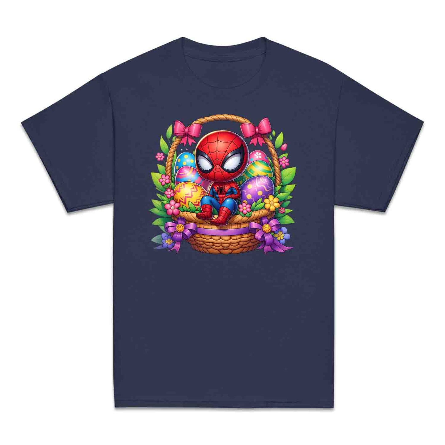 Spider-Man Easter Basket Kids T-Shirt | Chibi Superhero Egg Hunt Jumper | Fun Marvel Holiday Hoodie | PRODUCT CODE: SPEUYHRCETU