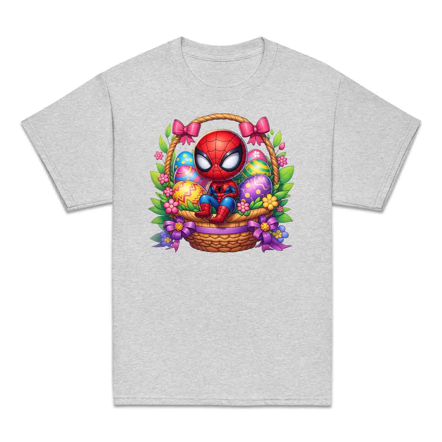 Spider-Man Easter Basket Kids T-Shirt | Chibi Superhero Egg Hunt Jumper | Fun Marvel Holiday Hoodie | PRODUCT CODE: SPEUYHRCETU