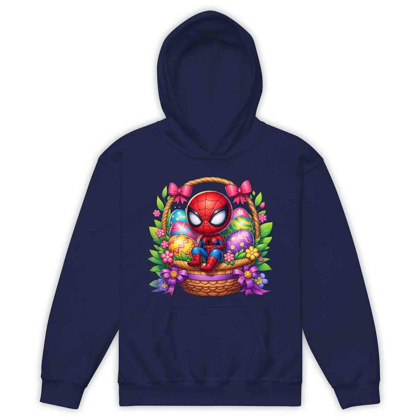 Spider-Man Easter Basket Kids T-Shirt | Chibi Superhero Egg Hunt Jumper | Fun Marvel Holiday Hoodie | PRODUCT CODE: SPEUYHRCETU