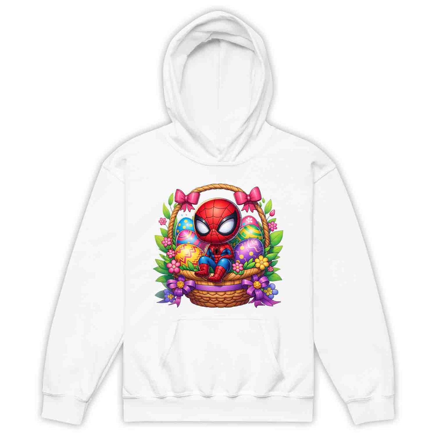 Spider-Man Easter Basket Kids T-Shirt | Chibi Superhero Egg Hunt Jumper | Fun Marvel Holiday Hoodie | PRODUCT CODE: SPEUYHRCETU