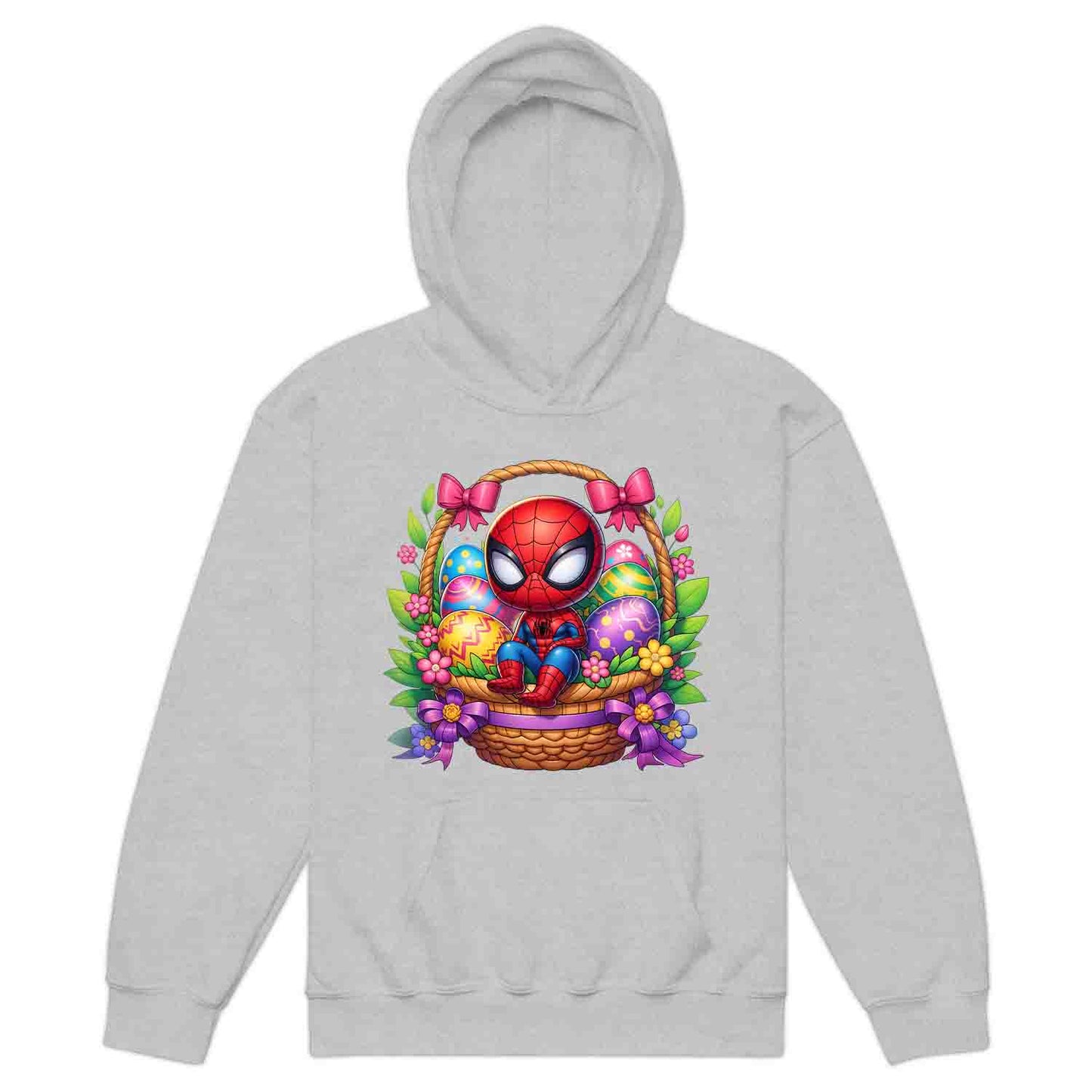 Spider-Man Easter Basket Kids T-Shirt | Chibi Superhero Egg Hunt Jumper | Fun Marvel Holiday Hoodie | PRODUCT CODE: SPEUYHRCETU