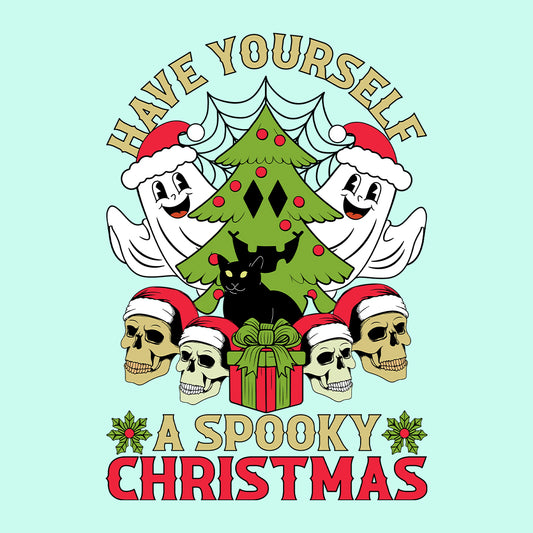 Spooky Christmas Ghosts and Skulls Black Cat Xmas | PRODUCT CODE: SPKYCHRTAMS
