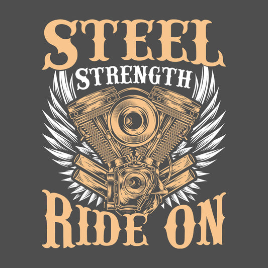 Steel Strength Ride On  Bikers Engine and Wings Motorcycle Lovers | PRODUCT CODE: STLERNGDOGAHU