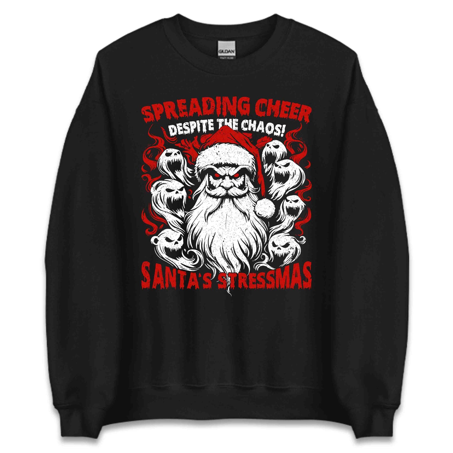 Santa's Stressmas Spreading Cheer Despite The Chaos Gothic Christmas Xmas Humor | PRODUCT CODE: STNBAPDGOTHC