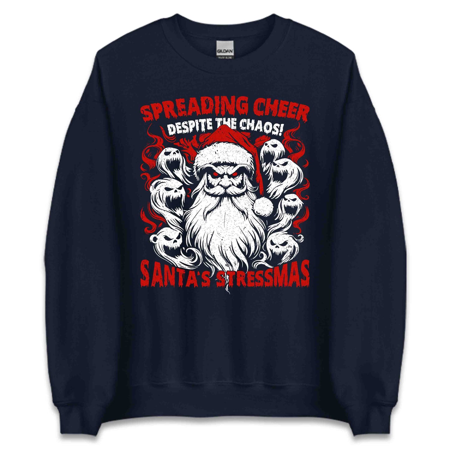 Santa's Stressmas Spreading Cheer Despite The Chaos Gothic Christmas Xmas Humor | PRODUCT CODE: STNBAPDGOTHC