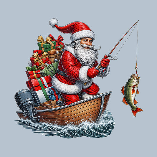 Santa Fishing Christmas Fisher Xmas Fisherman Merry Fishmas | PRODUCT CODE: STNFHGCRNTBC