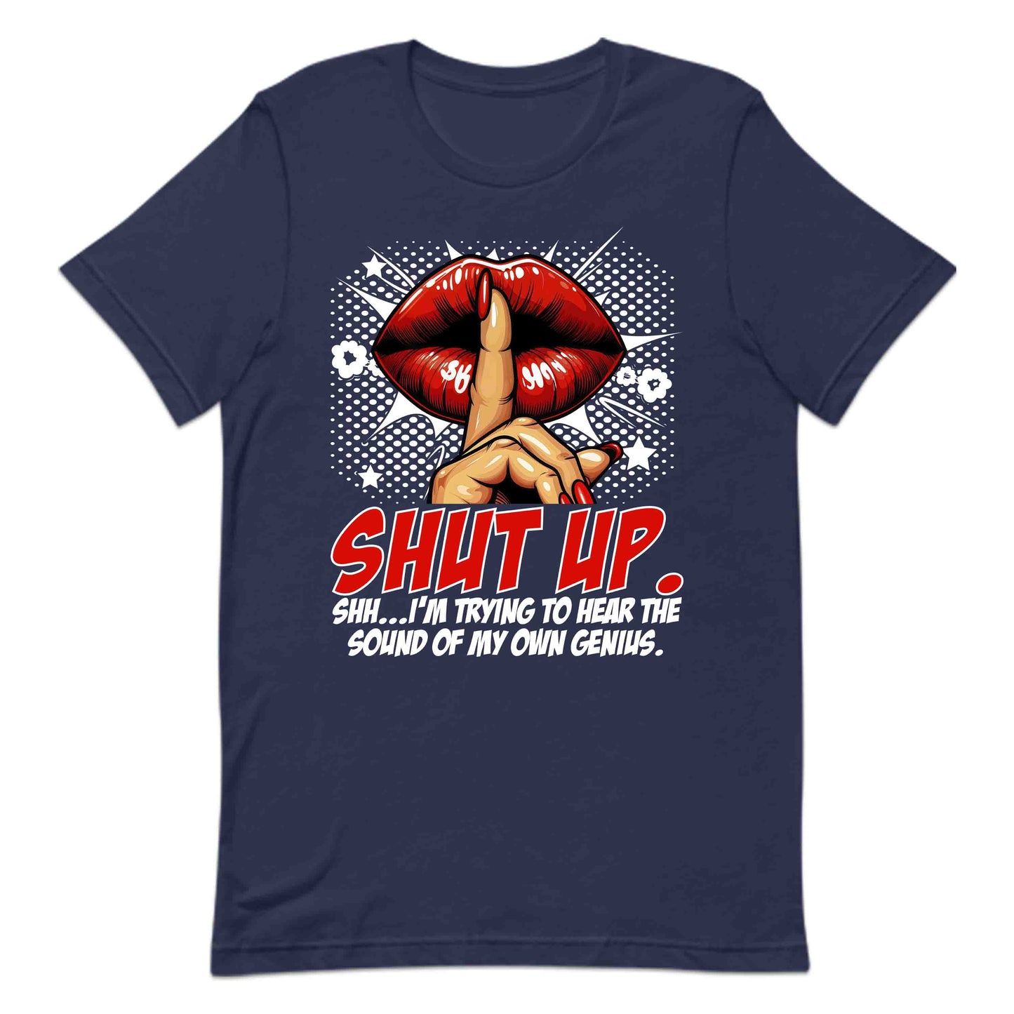 Shut Up Genius at Work Funny Red Lips Finger Shhh | PRODUCT CODE: STYPUGNTAWKR