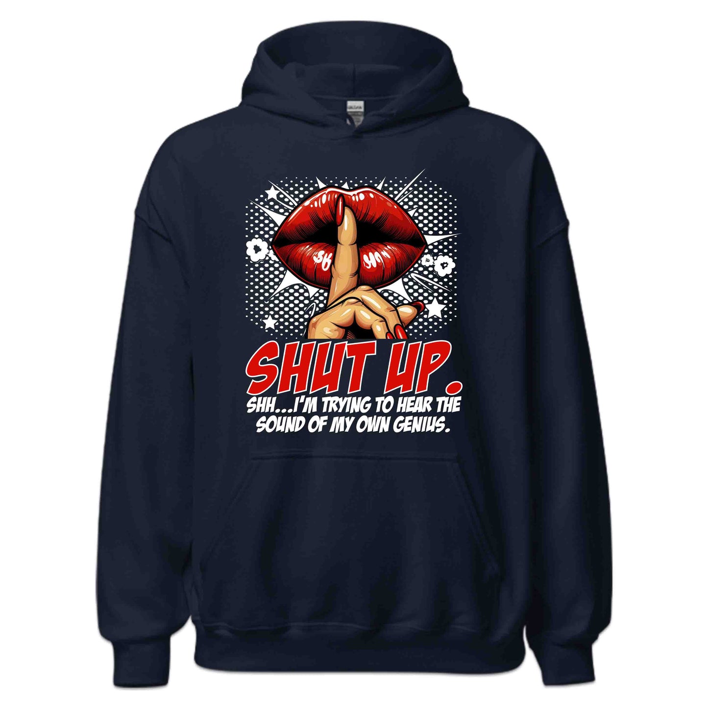 Shut Up Genius at Work Funny Red Lips Finger Shhh | PRODUCT CODE: STYPUGNTAWKR