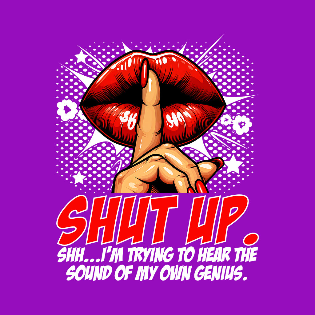 Shut Up Genius at Work Funny Red Lips Finger Shhh | PRODUCT CODE: STYPUGNTAWKR